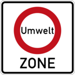 Bild des Verkehrszeichen 270.1 - Beginn eines Verkehrsverbots zur Verminderung schädlicher Luftverunreinigungen in einer Zone. I, StVO 2007 